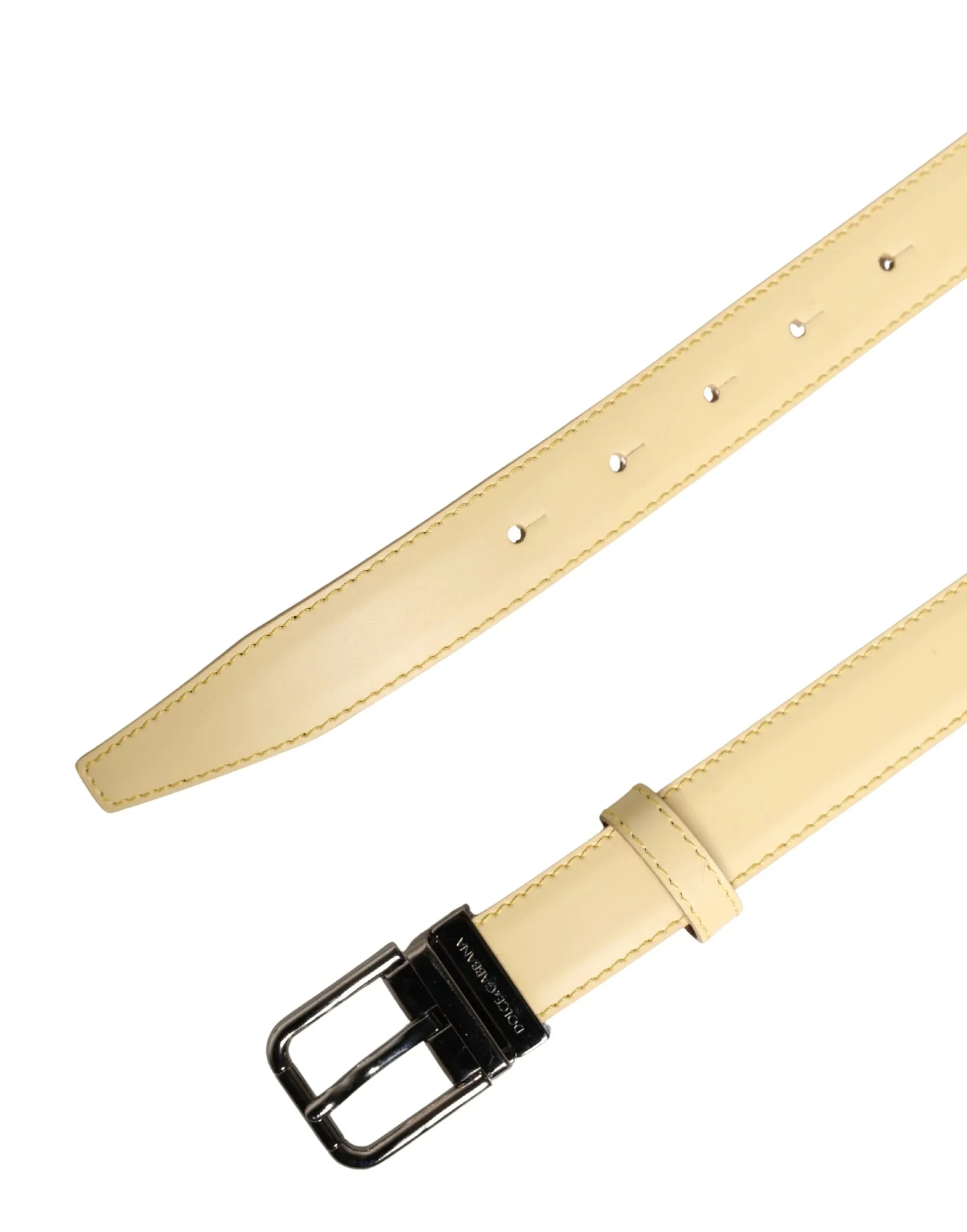 Dolce & Gabbana Men Yellow Classic Leather Metal Buckle Belt - Zeiniez