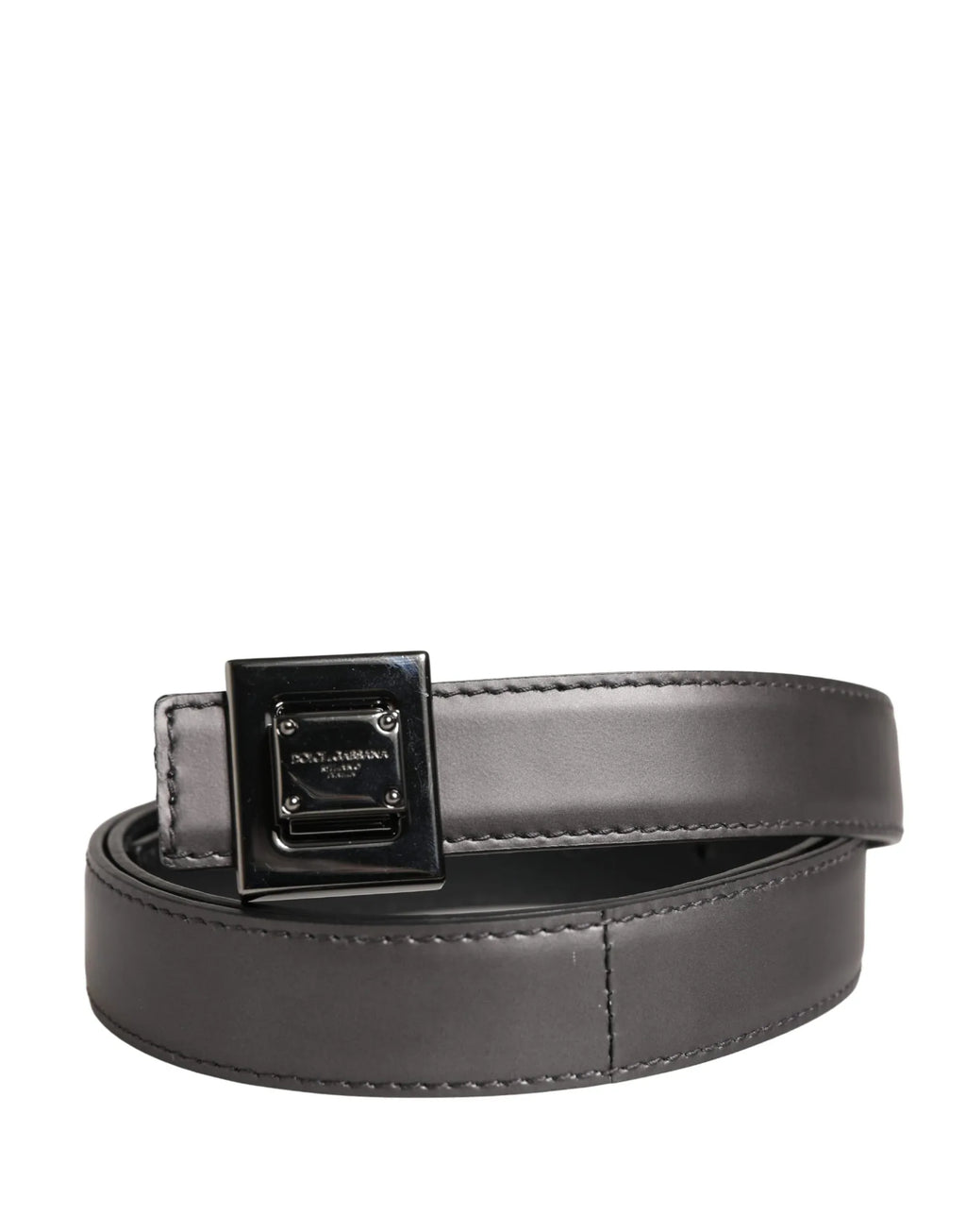 Dolce & Gabbana Men Silver Classic Leather Square Buckle Belt - Zeiniez