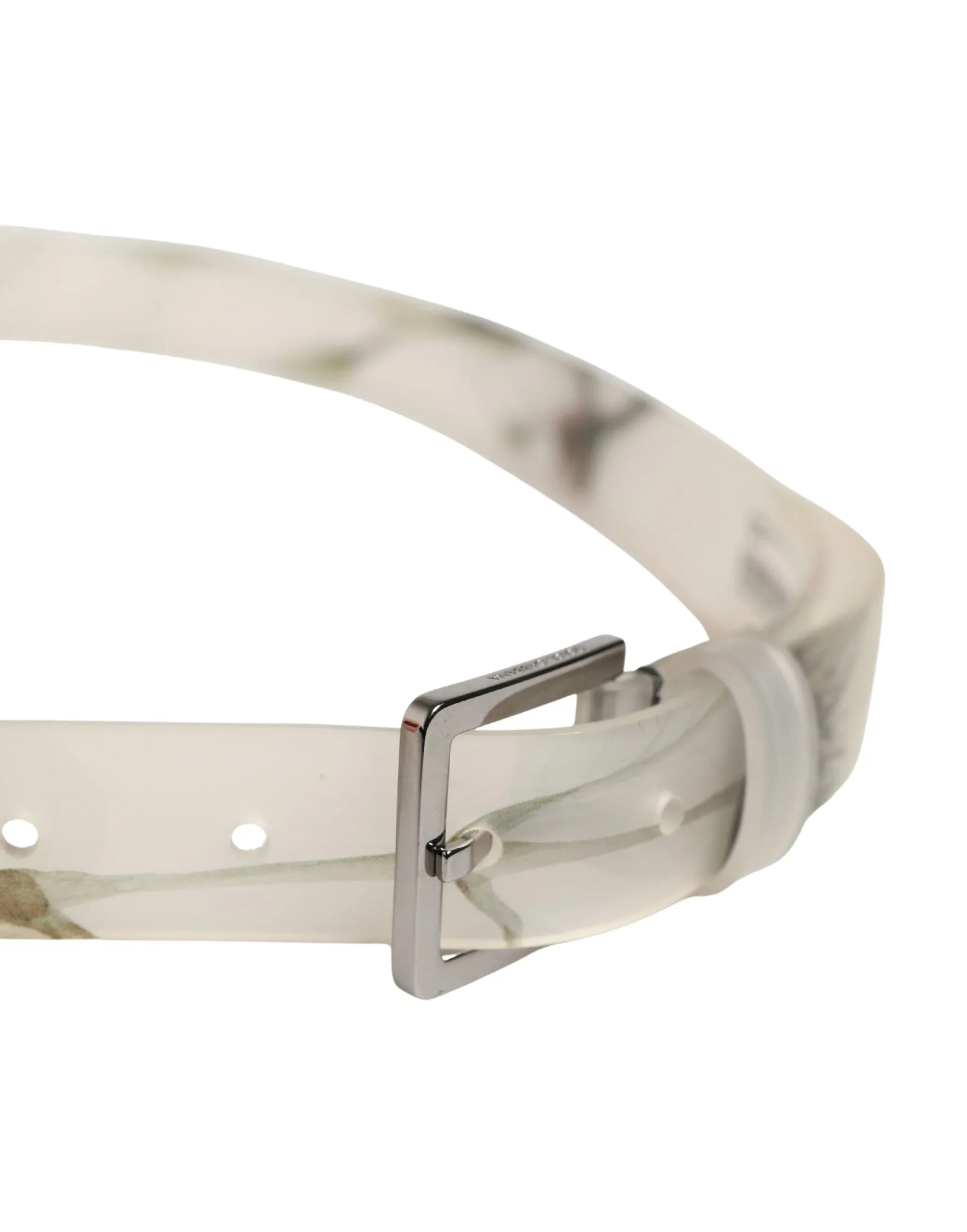Dolce & Gabbana Men White Floral PVC Silver Metal Buckle Belt - Zeiniez