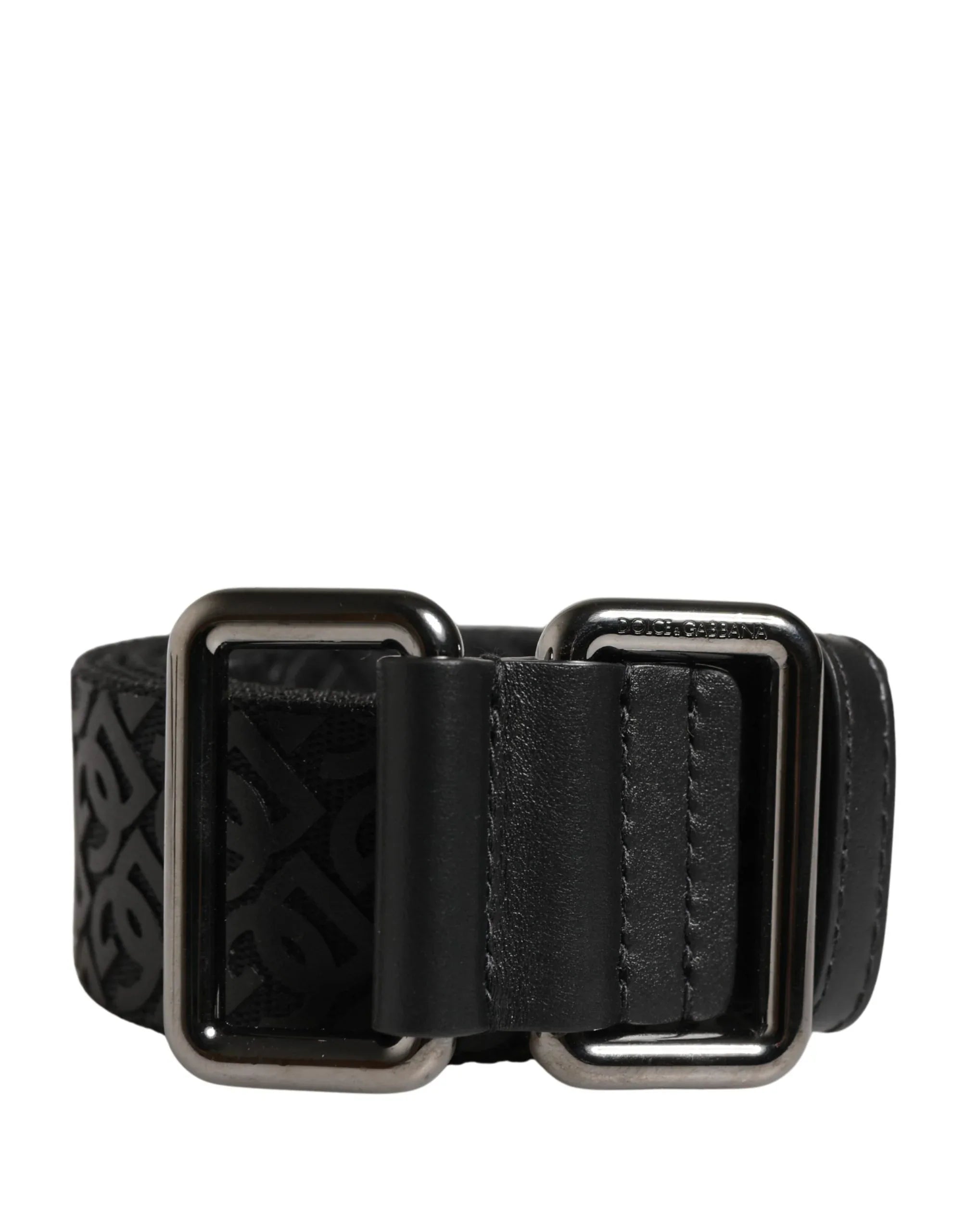 Dolce & Gabbana Men Black DG Logo Polyester Metal Buckle Belt - Zeiniez
