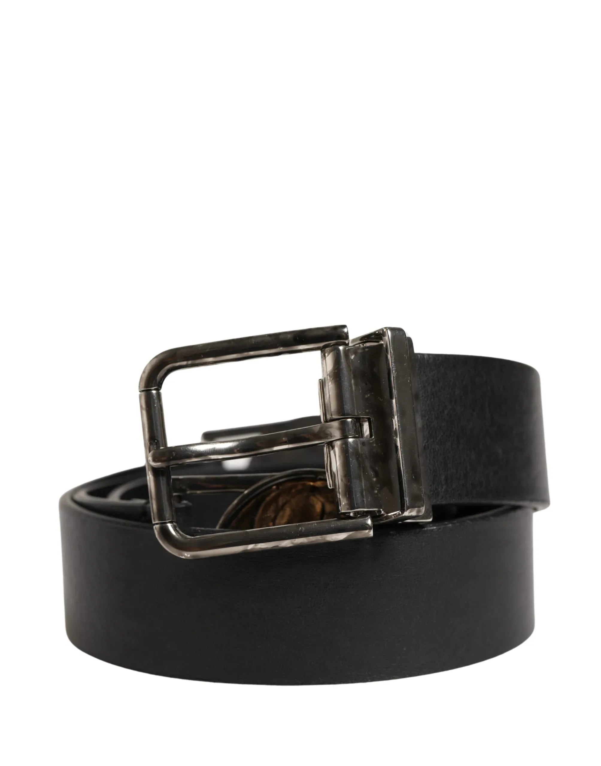 Dolce & Gabbana Men Black Classic Leather Metal Buckle Belt - Zeiniez