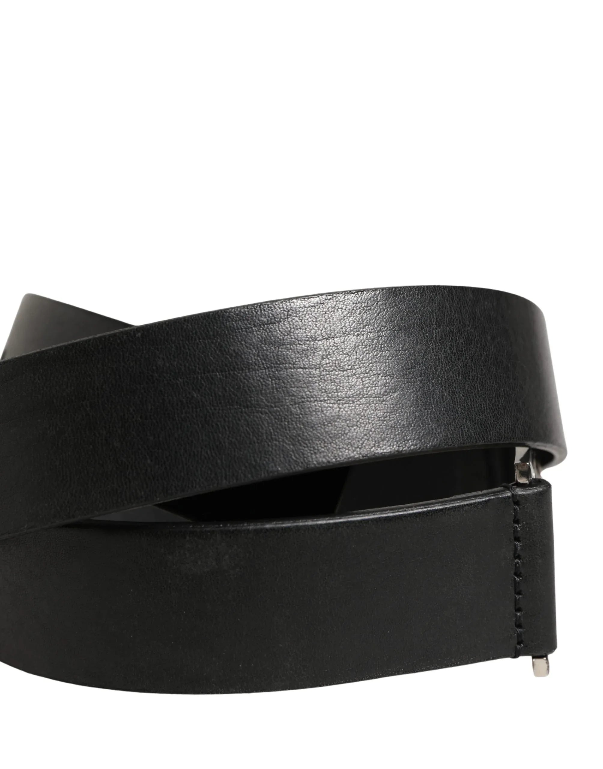 Dolce & Gabbana Men Black Classic Leather Metal Buckle Belt - Zeiniez