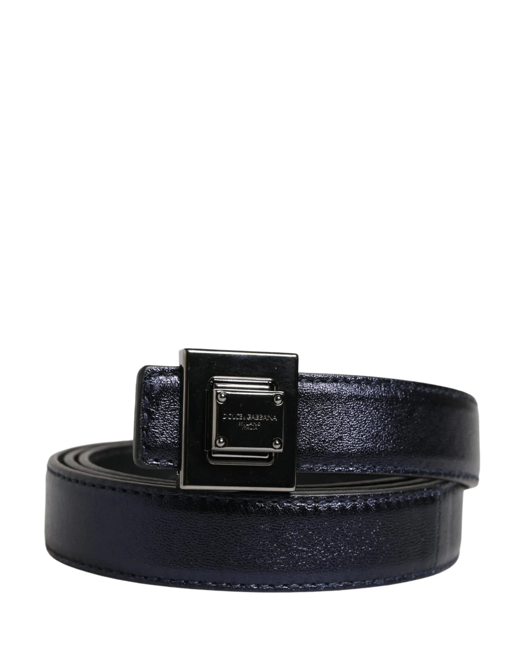 Dolce & Gabbana Men Black Classic Leather Square Buckle Belt - Zeiniez