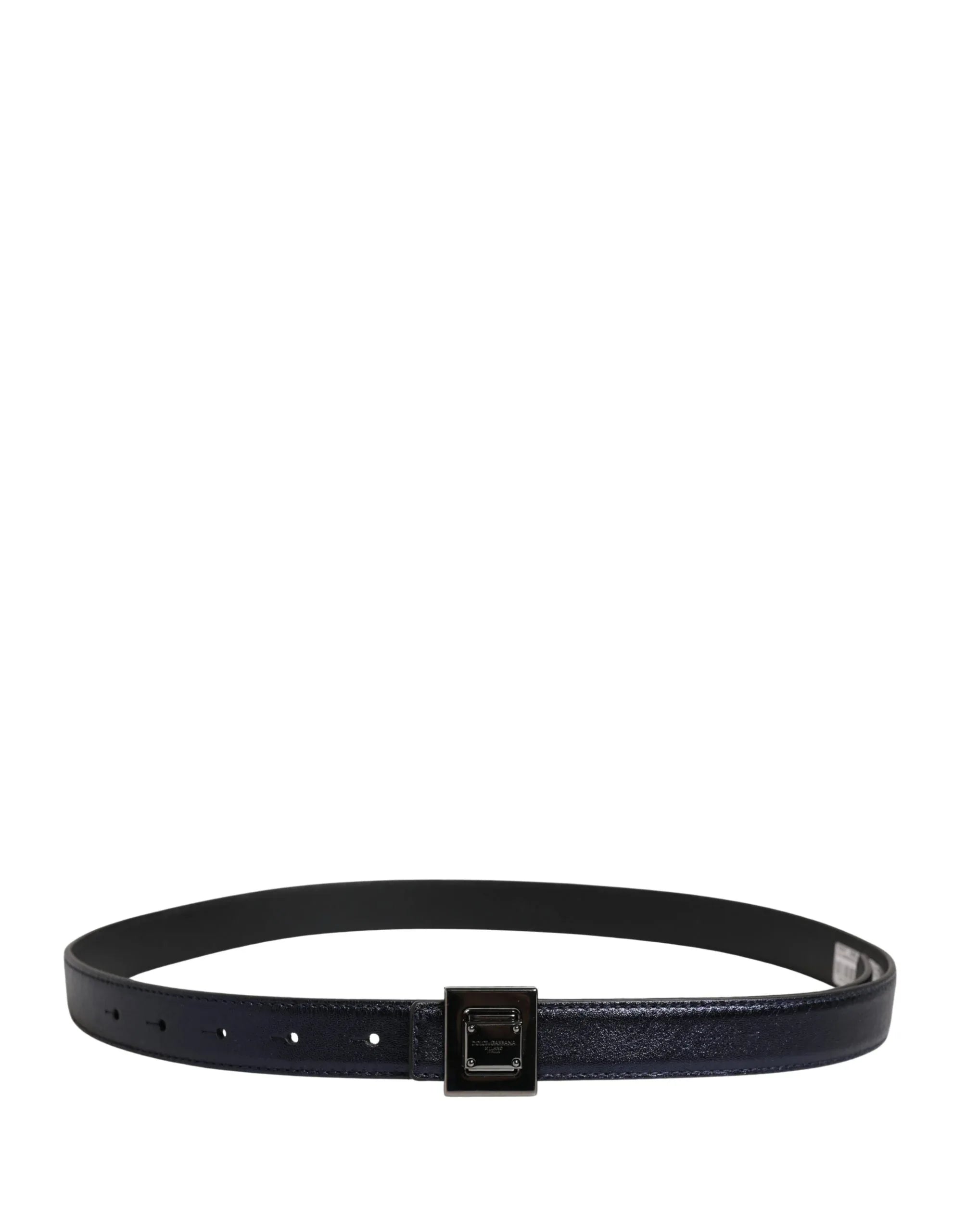 Dolce & Gabbana Men Black Classic Leather Square Buckle Belt - Zeiniez
