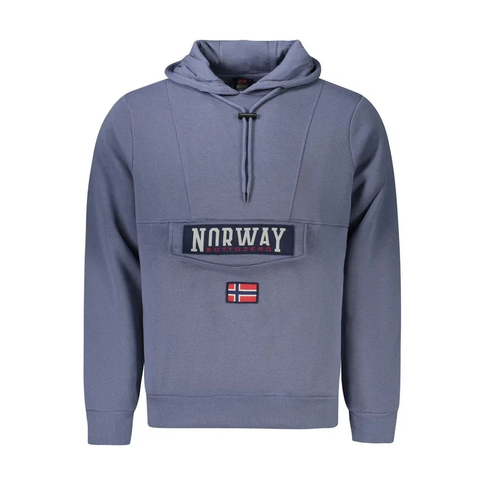 Norway 1963 Blue Cotton Men's Hooded Sweater - Zeiniez