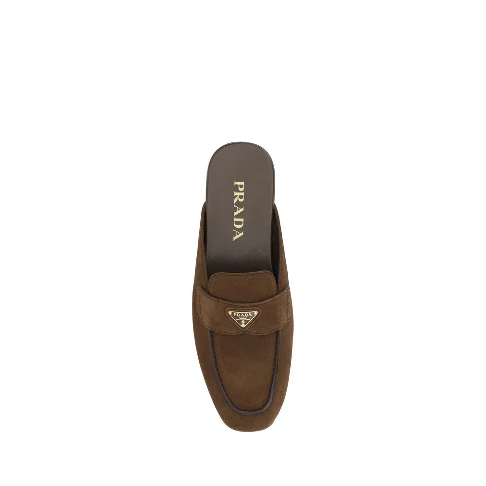 Prada Brown Calf Leather Bos Taurus Mules - Zeiniez