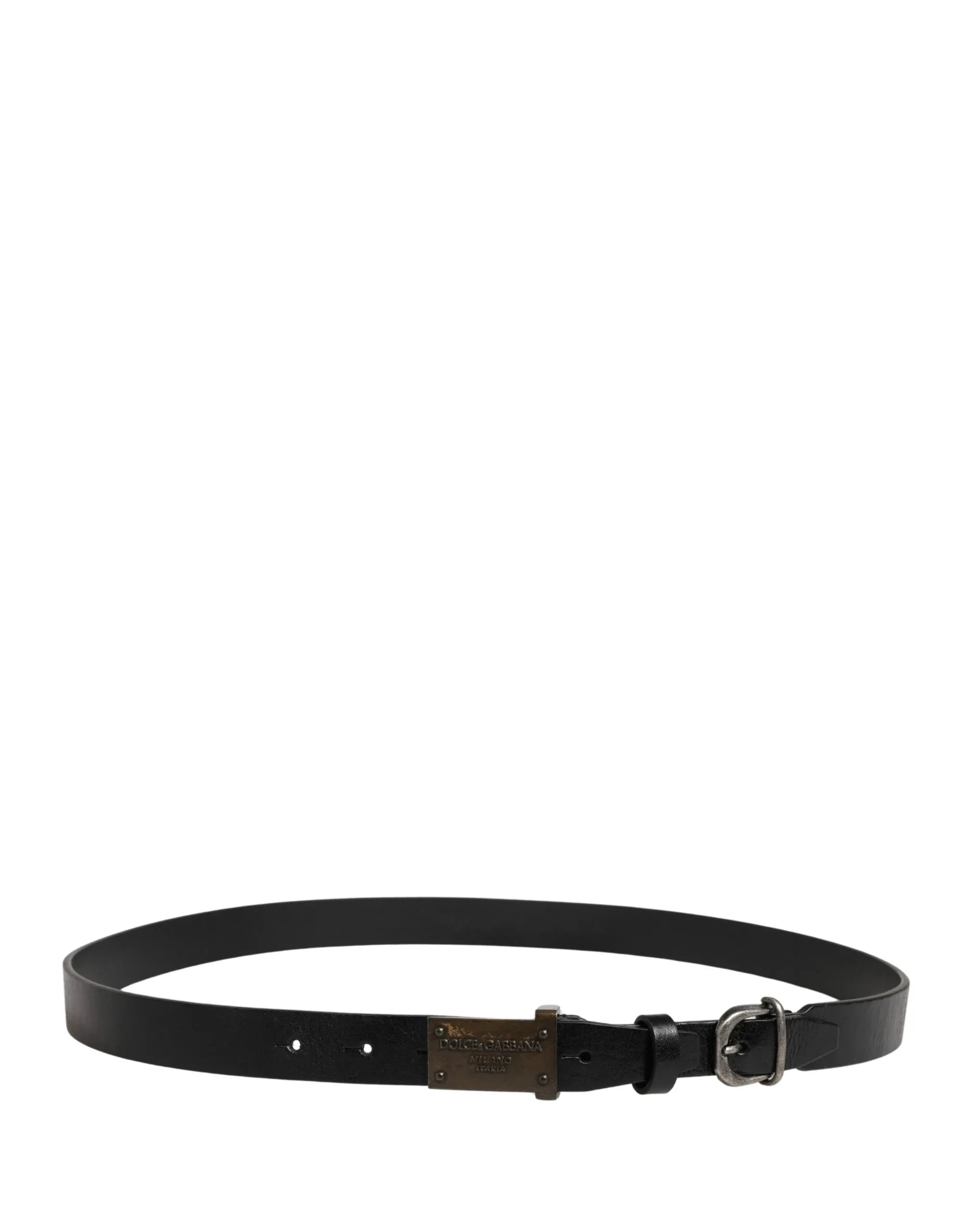 Dolce & Gabbana Men Black Classic Leather Logo Buckle Belt - Zeiniez