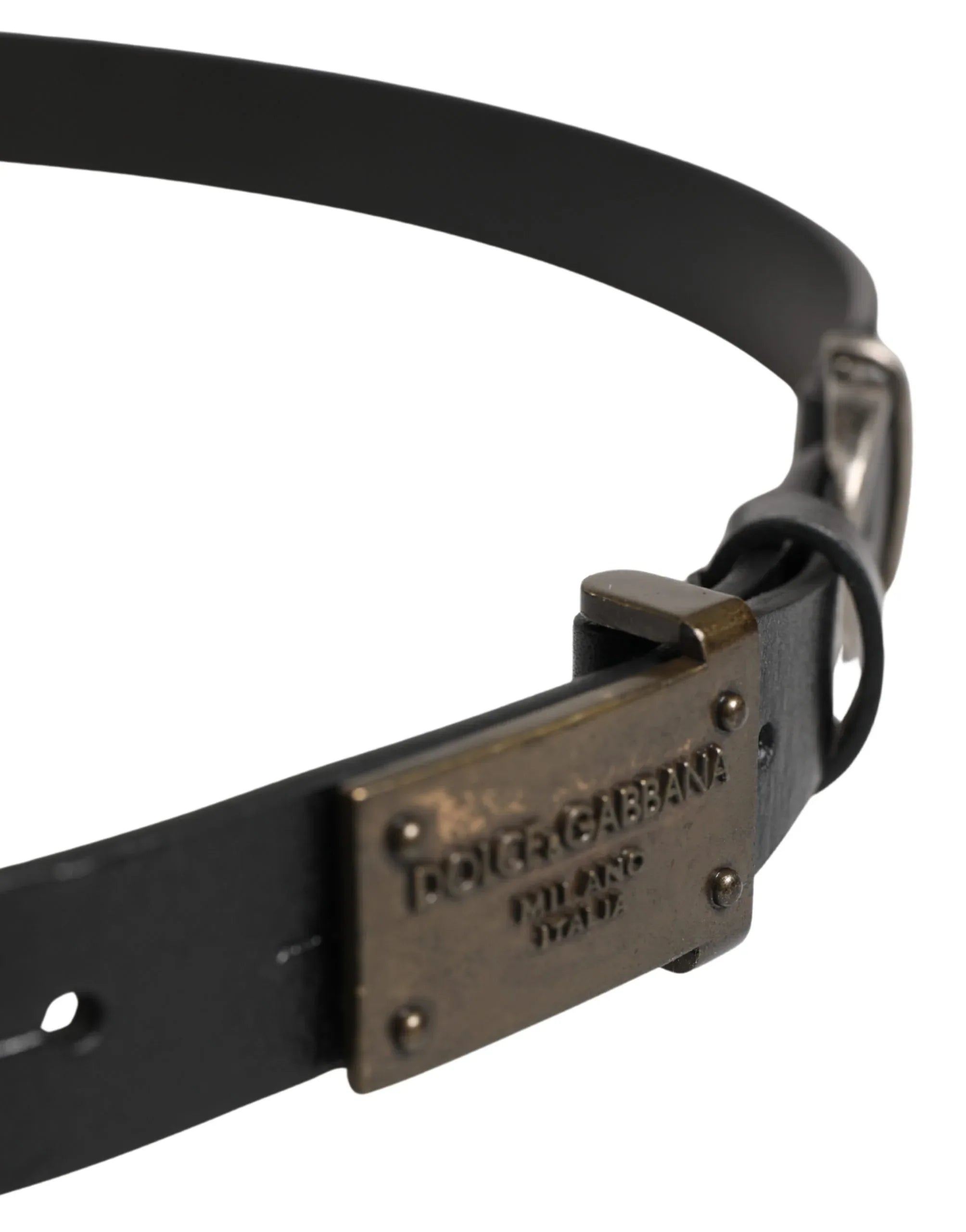 Dolce & Gabbana Men Black Classic Leather Logo Buckle Belt - Zeiniez