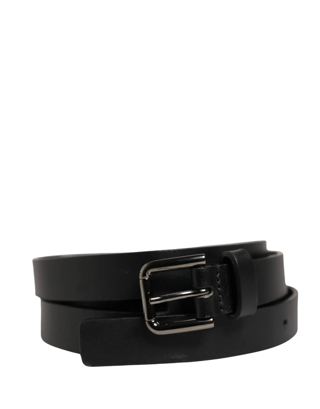 Dolce & Gabbana Black Double Strap Leather Silver Buckle Belt - Zeiniez