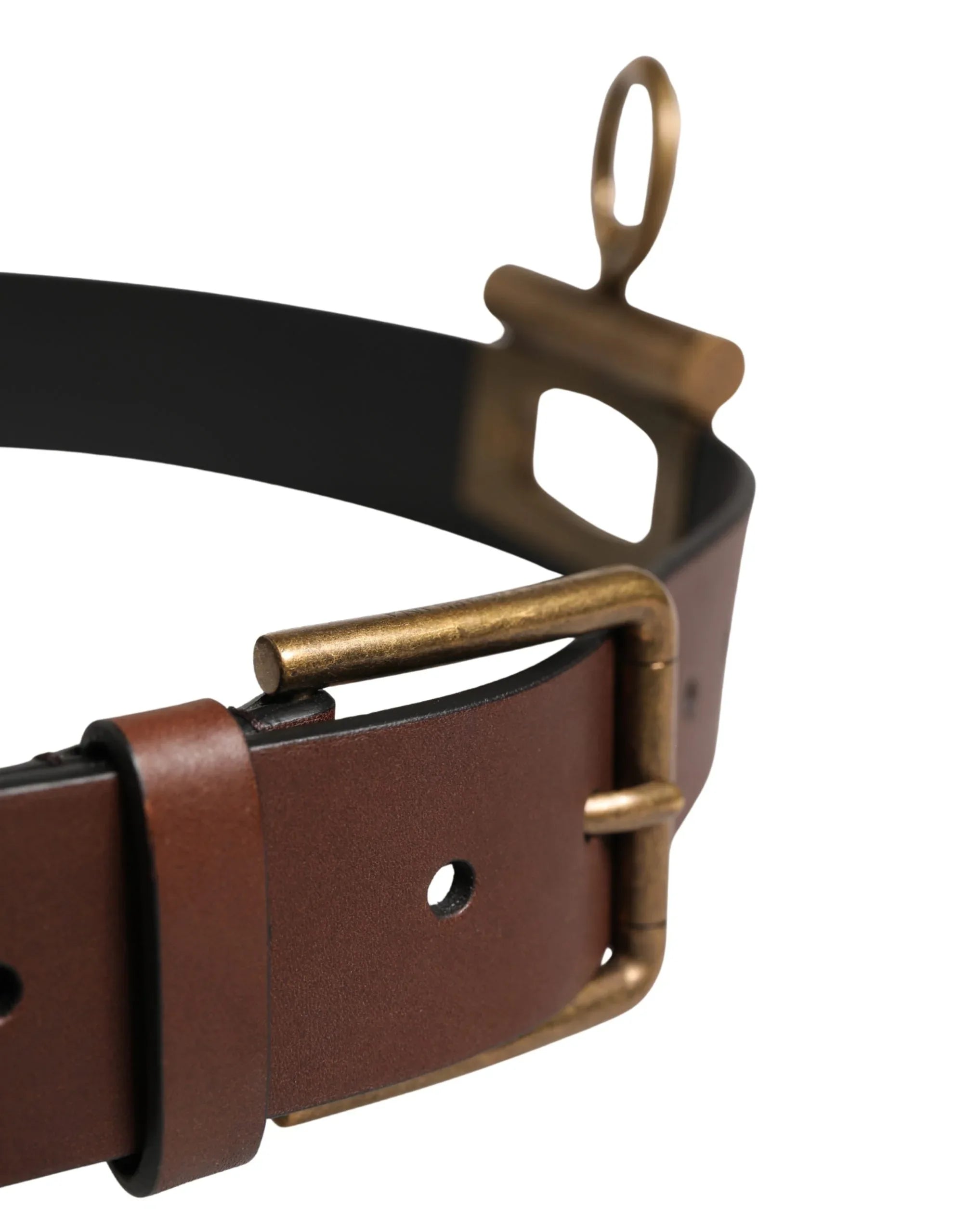 Dolce & Gabbana Men Brown Classic Leather Metal Buckle Belt - Zeiniez