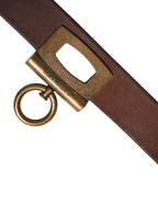 Dolce & Gabbana Men Brown Classic Leather Metal Buckle Belt - Zeiniez