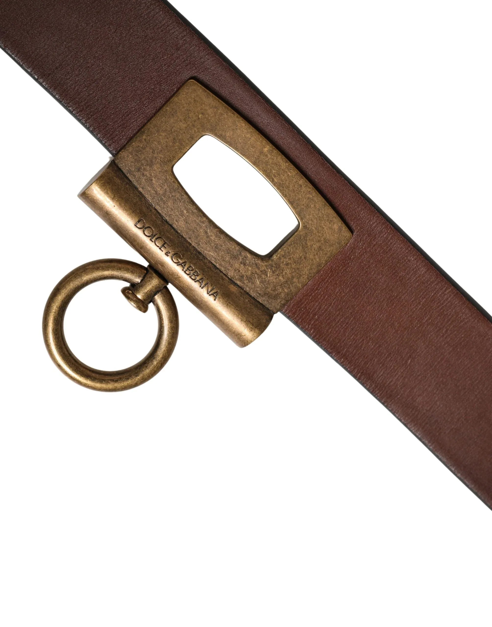 Dolce & Gabbana Men Brown Classic Leather Metal Buckle Belt - Zeiniez