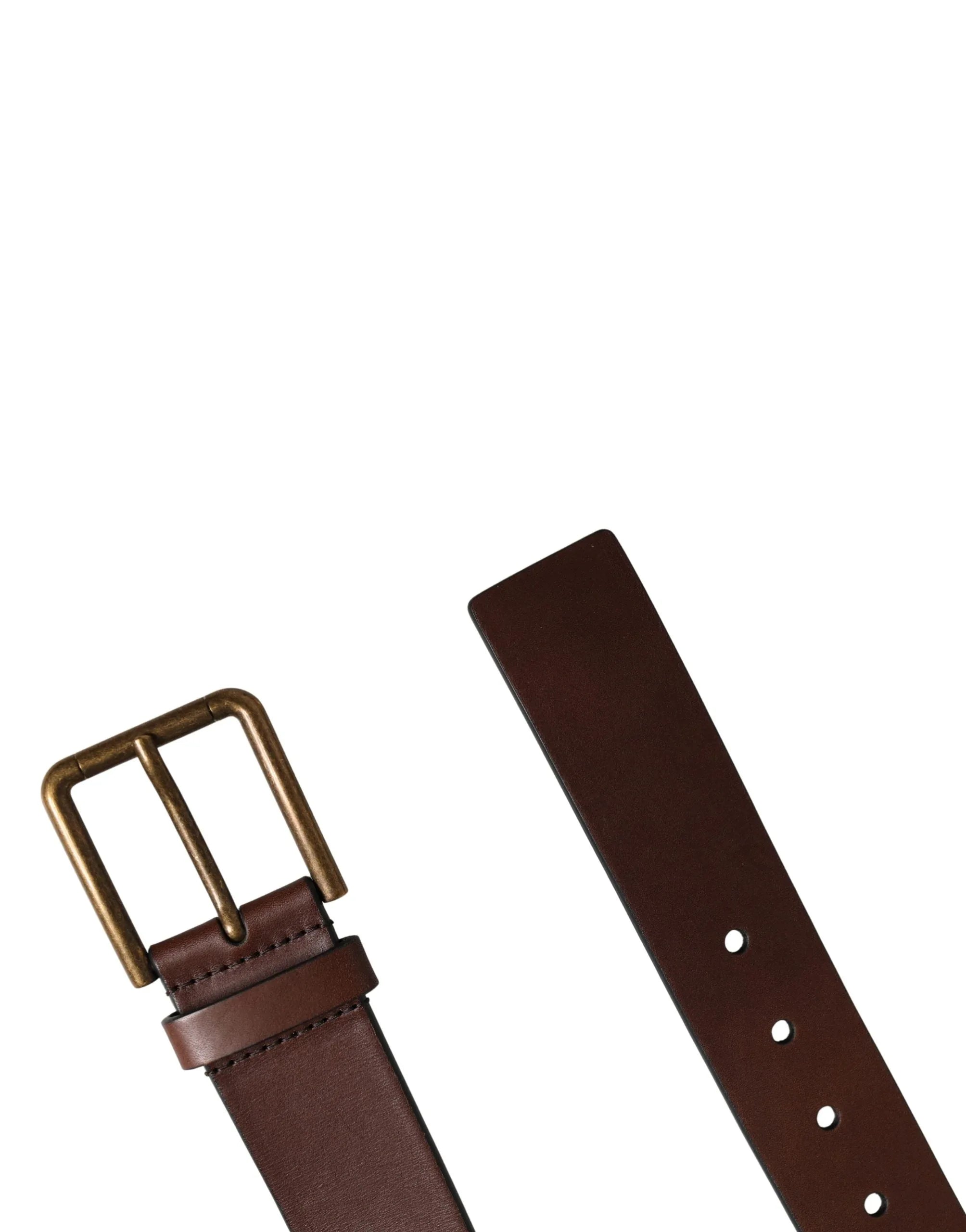 Dolce & Gabbana Men Brown Classic Leather Metal Buckle Belt - Zeiniez
