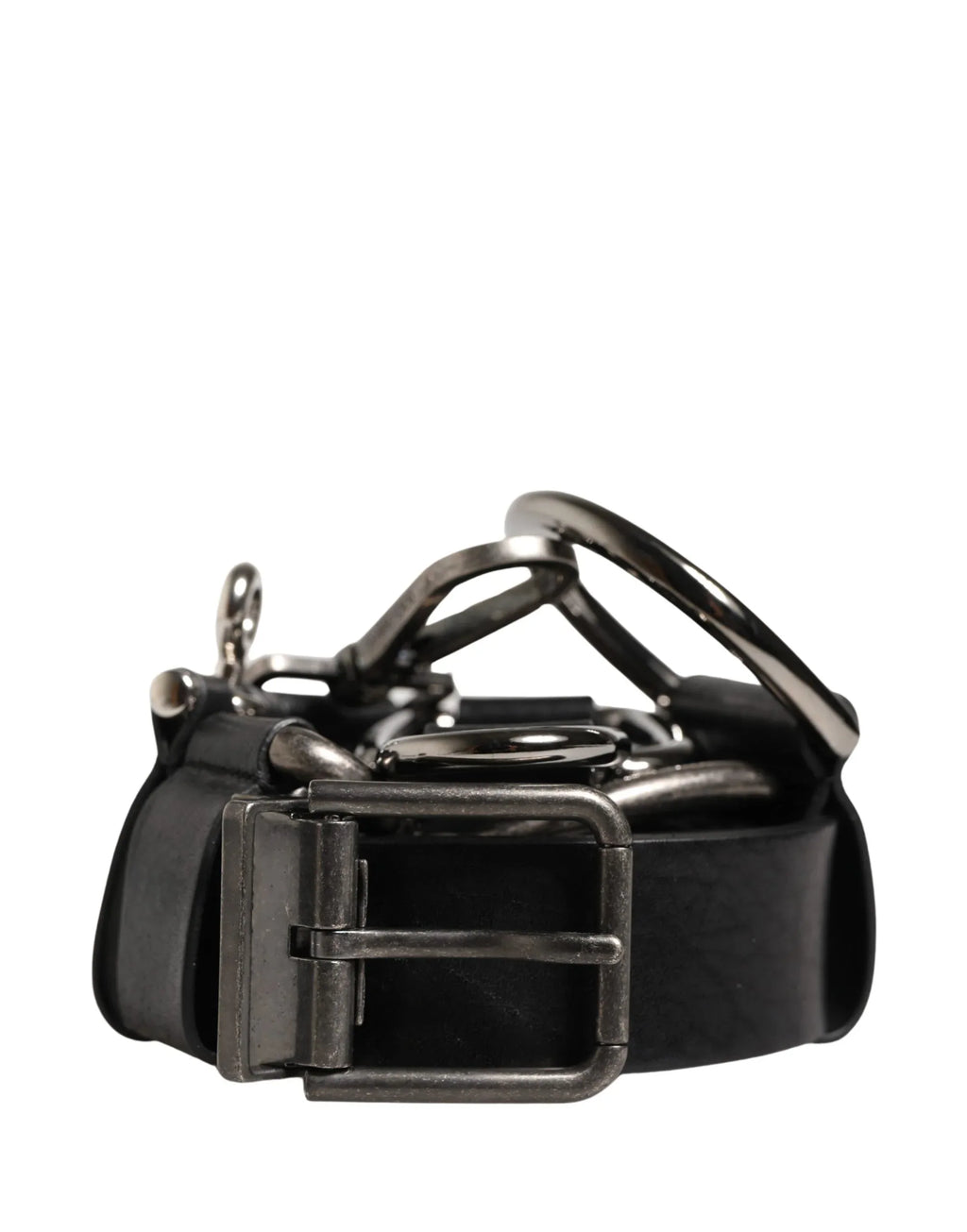 Dolce & Gabbana Black Calf Leather Silver Metal Buckle Belt - Zeiniez