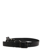 Dolce & Gabbana Black Calf Leather Silver Metal Buckle Belt - Zeiniez