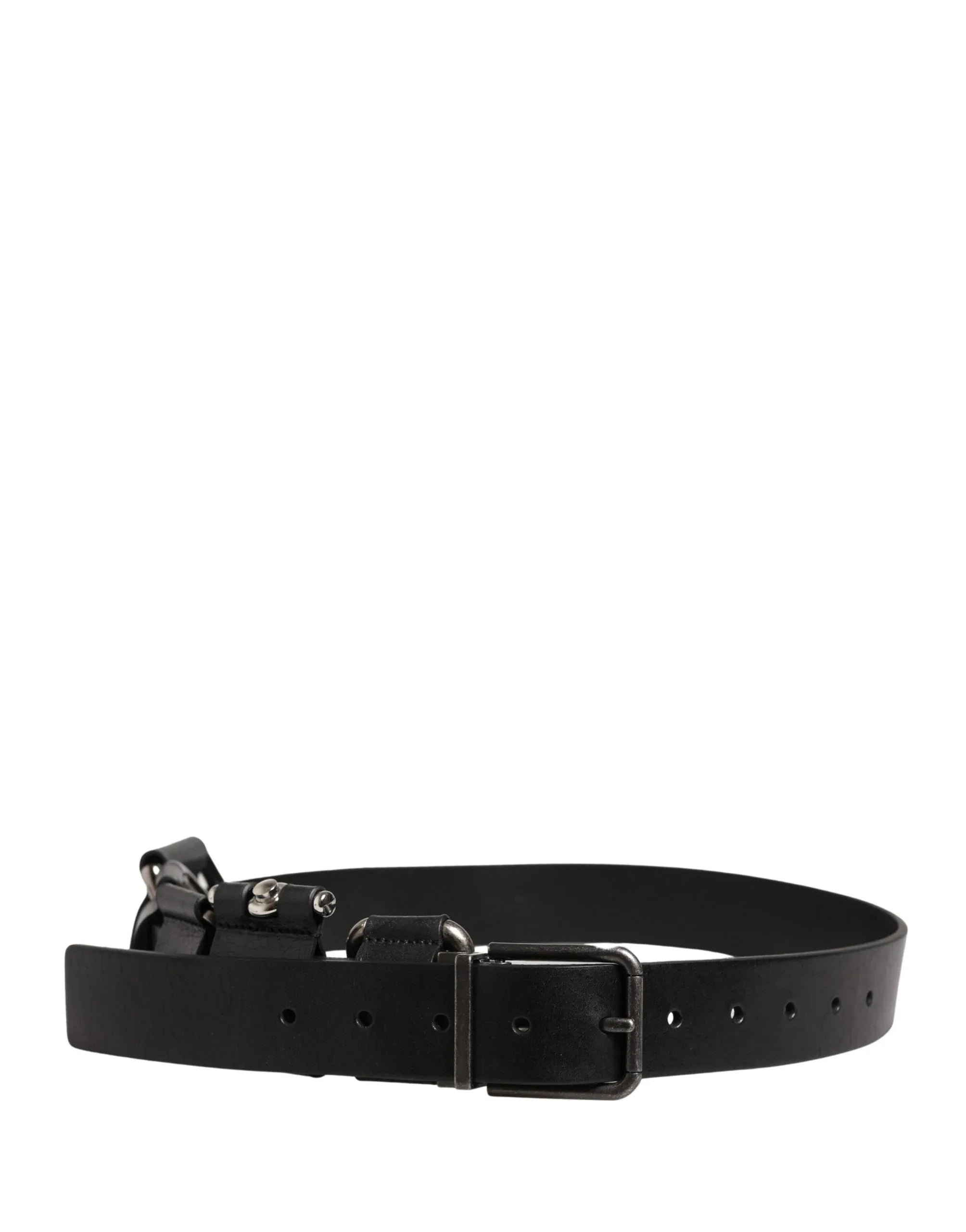 Dolce & Gabbana Black Calf Leather Silver Metal Buckle Belt - Zeiniez