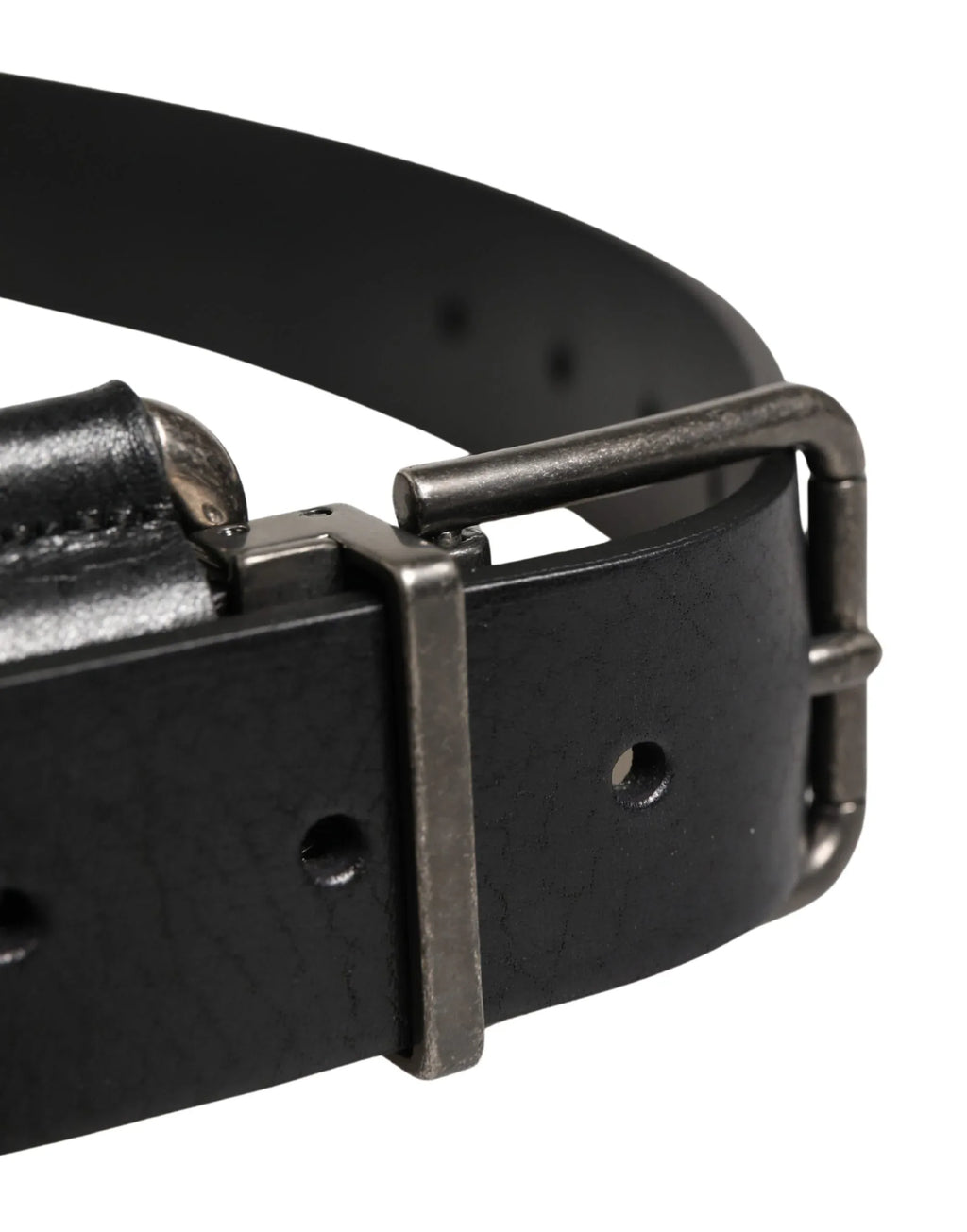 Dolce & Gabbana Black Calf Leather Silver Metal Buckle Belt - Zeiniez