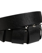 Dolce & Gabbana Black Calf Leather Silver Metal Buckle Belt - Zeiniez