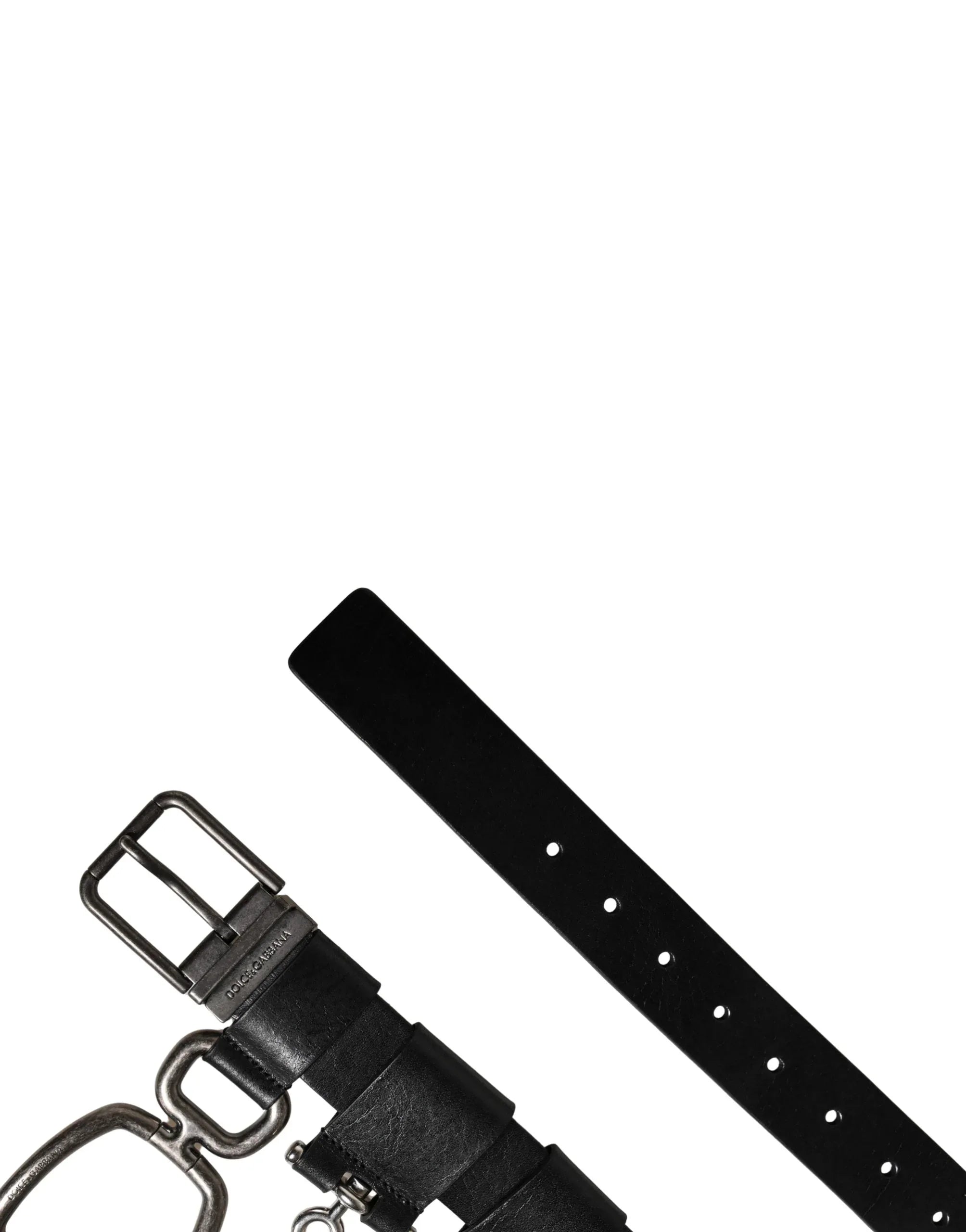 Dolce & Gabbana Black Calf Leather Silver Metal Buckle Belt - Zeiniez
