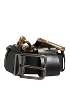 Dolce & Gabbana Men Black Classic Leather Metal Buckle Belt - Zeiniez