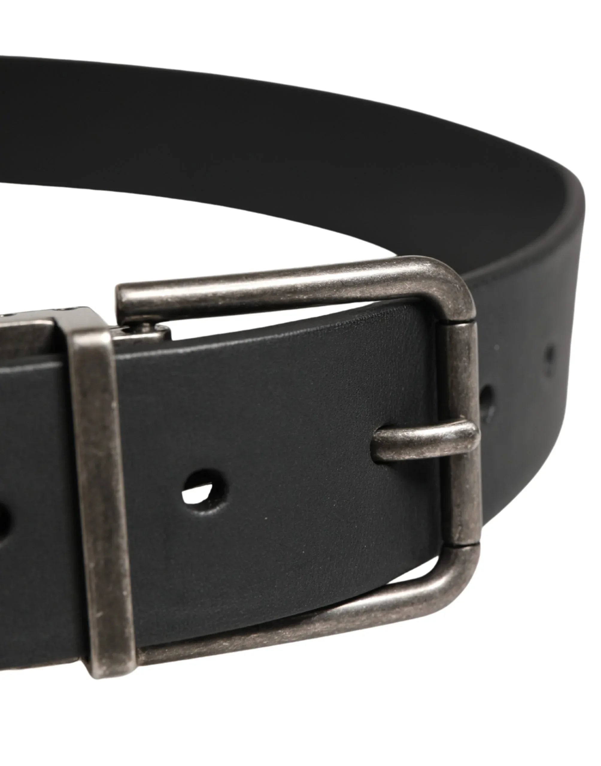 Dolce & Gabbana Men Black Classic Leather Metal Buckle Belt - Zeiniez