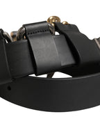Dolce & Gabbana Men Black Classic Leather Metal Buckle Belt - Zeiniez