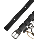 Dolce & Gabbana Men Black Classic Leather Metal Buckle Belt - Zeiniez