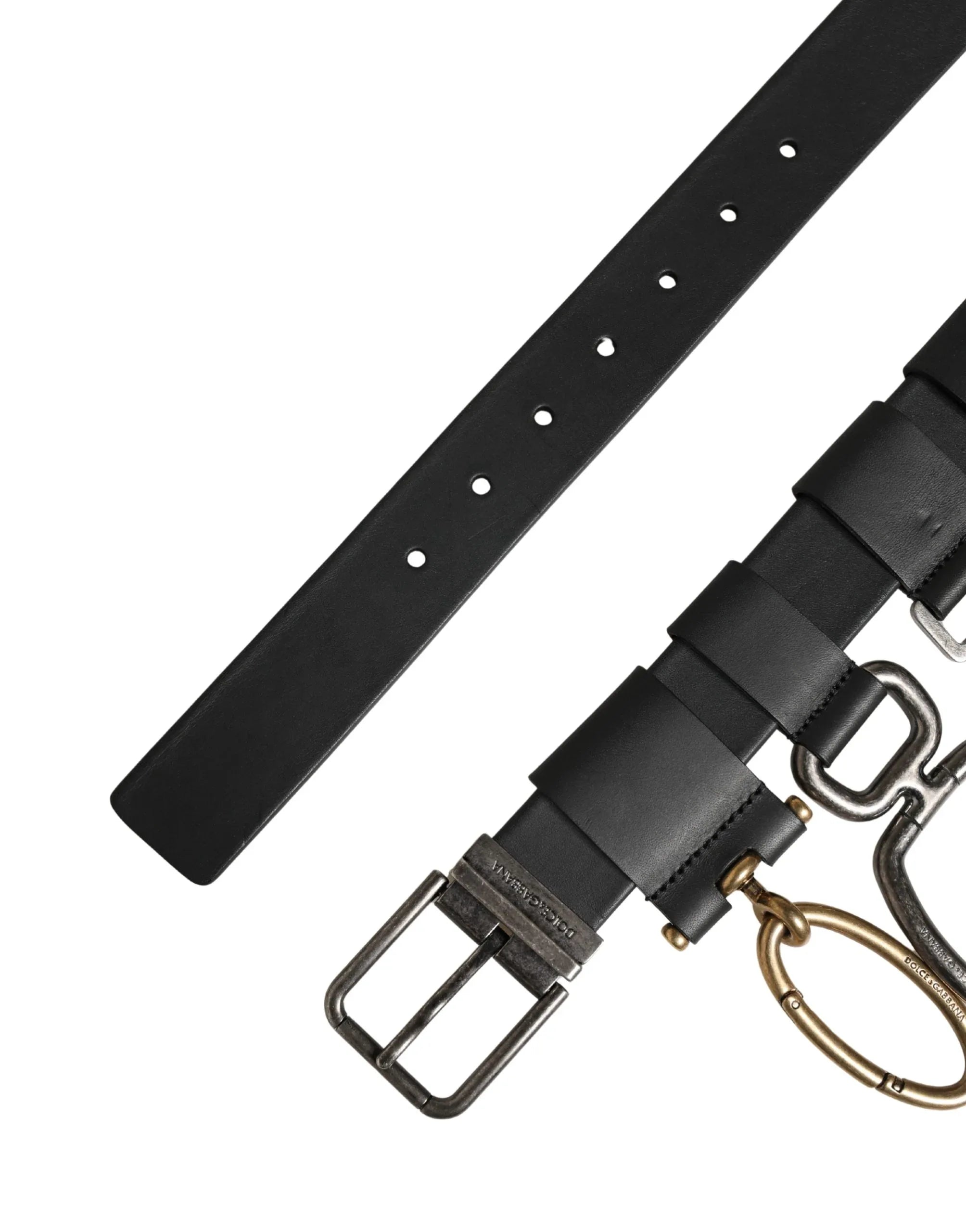 Dolce & Gabbana Men Black Classic Leather Metal Buckle Belt - Zeiniez
