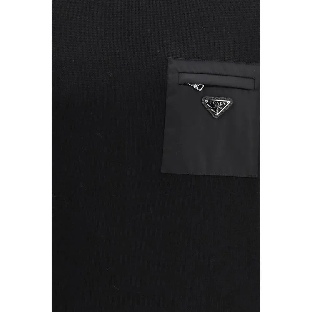 Prada Black Fleece Wool Sweatshirt - Zeiniez