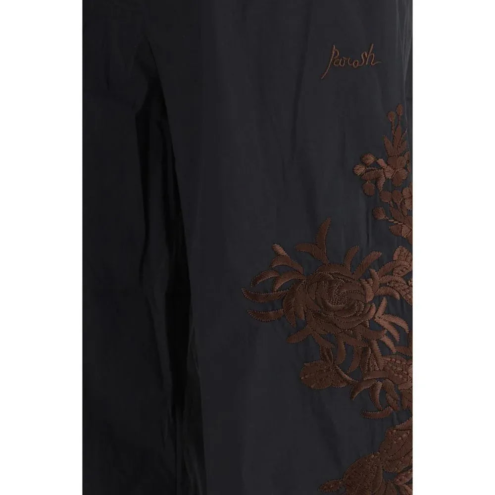 P.A.R.O.S.H. Black Cotton Casual Pants - Zeiniez