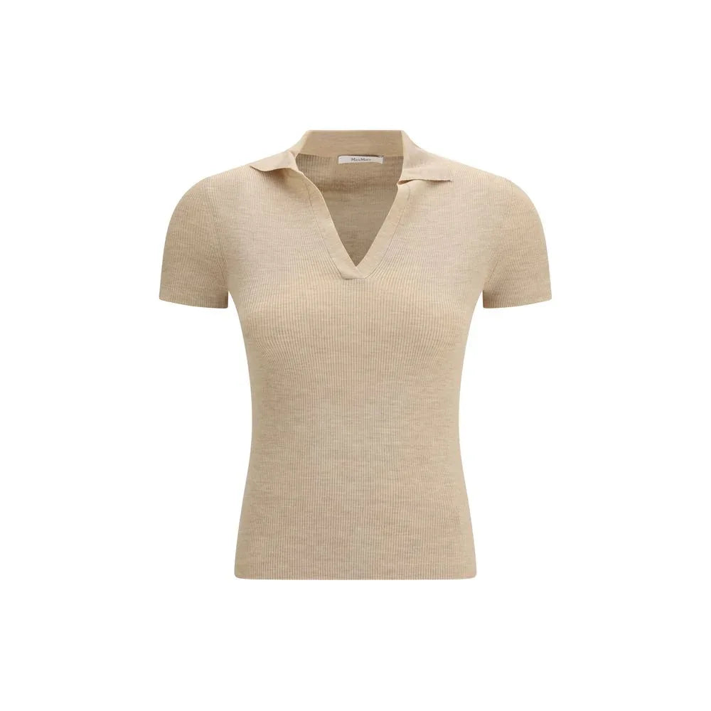 Max Mara Beige Fleece Wool Polo Shirt - Zeiniez