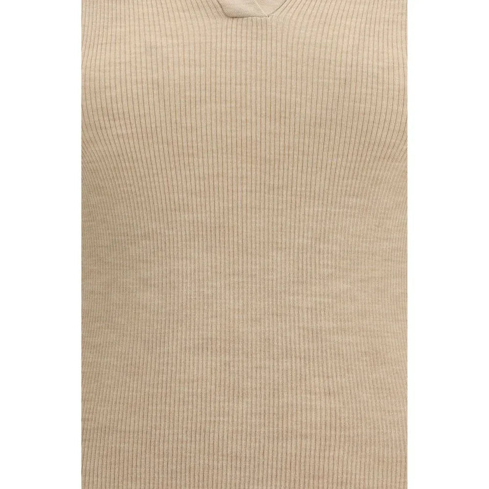 Max Mara Beige Fleece Wool Polo Shirt - Zeiniez