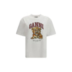 Ganni White Cotton T-Shirt - Zeiniez