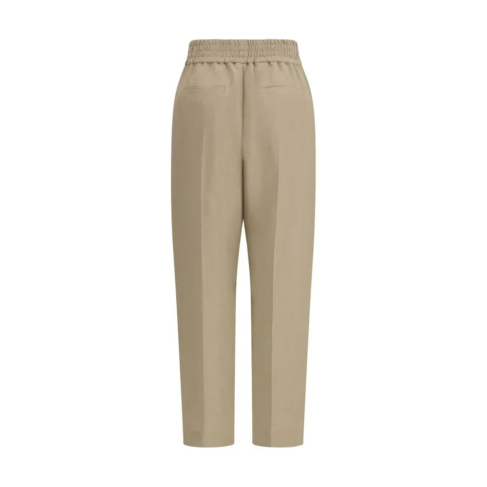 Brunello Cucinelli Beige Viscose Casual Pants - Zeiniez