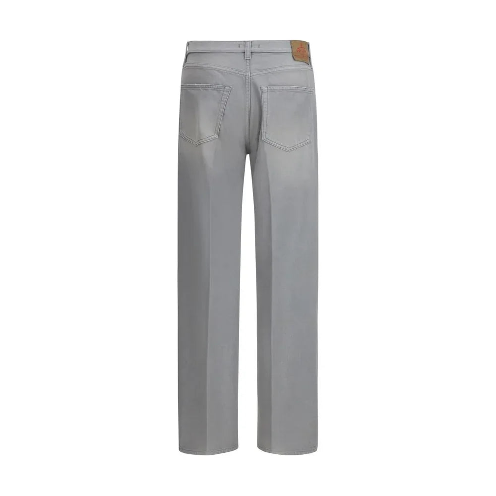 Prada Gray Cotton Straight-Leg Jeans - Zeiniez