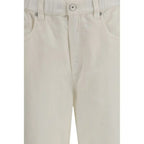 Brunello Cucinelli White Cotton Relaxed Fit Jeans