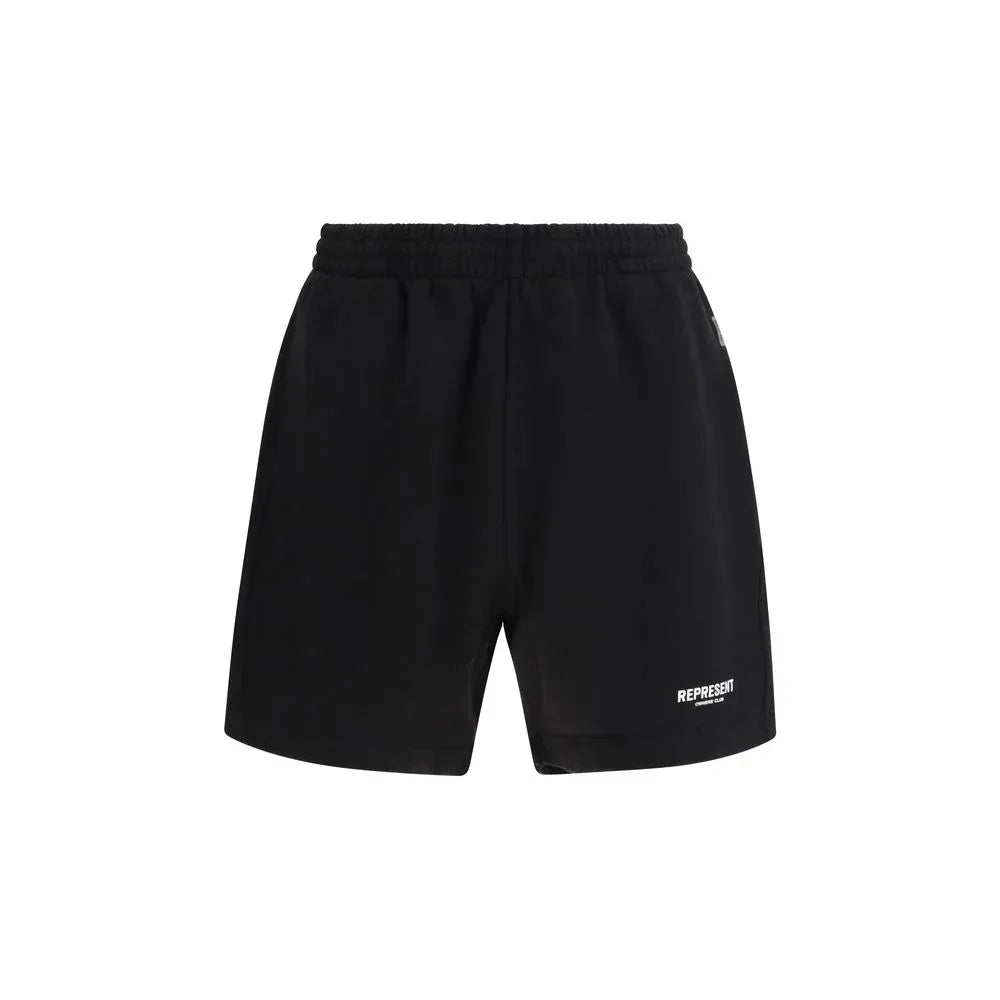 Represent Black Cotton Bermuda Shorts - Zeiniez