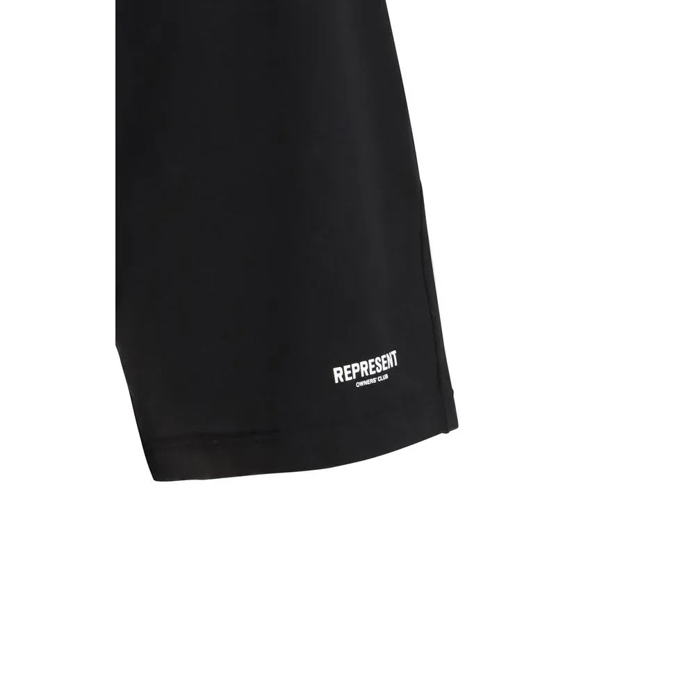 Represent Black Cotton Bermuda Shorts - Zeiniez