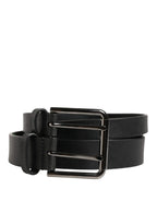 Dolce & Gabbana Black Double Strap Leather Silver Buckle Belt - Zeiniez