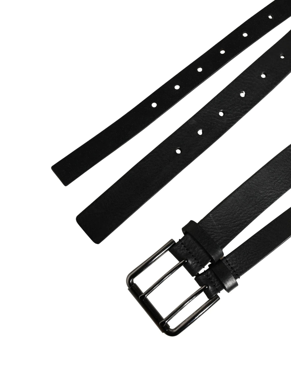 Dolce & Gabbana Black Double Strap Leather Silver Buckle Belt - Zeiniez