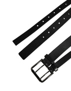 Dolce & Gabbana Black Double Strap Leather Silver Buckle Belt - Zeiniez