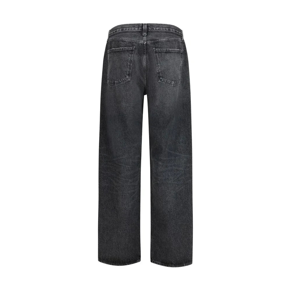 Agolde Black Cotton Straight-Leg Jeans - Zeiniez