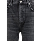 Agolde Black Cotton Straight-Leg Jeans - Zeiniez