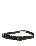 Dolce & Gabbana Men Black Calfskin Leather Metal Buckle Belt - Zeiniez