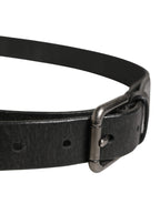 Dolce & Gabbana Men Black Calfskin Leather Metal Buckle Belt - Zeiniez