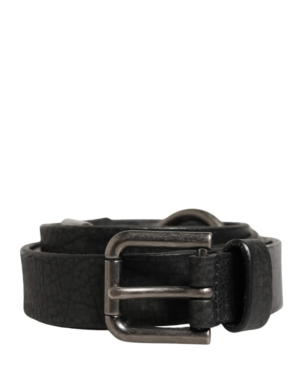 Dolce & Gabbana Men Black Calfskin Leather Metal Buckle Belt - Zeiniez