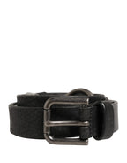 Dolce & Gabbana Men Black Calfskin Leather Metal Buckle Belt - Zeiniez