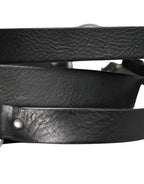 Dolce & Gabbana Black Double Strap Leather Silver Buckle Belt - Zeiniez