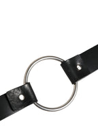 Dolce & Gabbana Black Double Strap Leather Silver Buckle Belt - Zeiniez