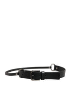 Dolce & Gabbana Men Black Calfskin Leather Metal Buckle Belt - Zeiniez